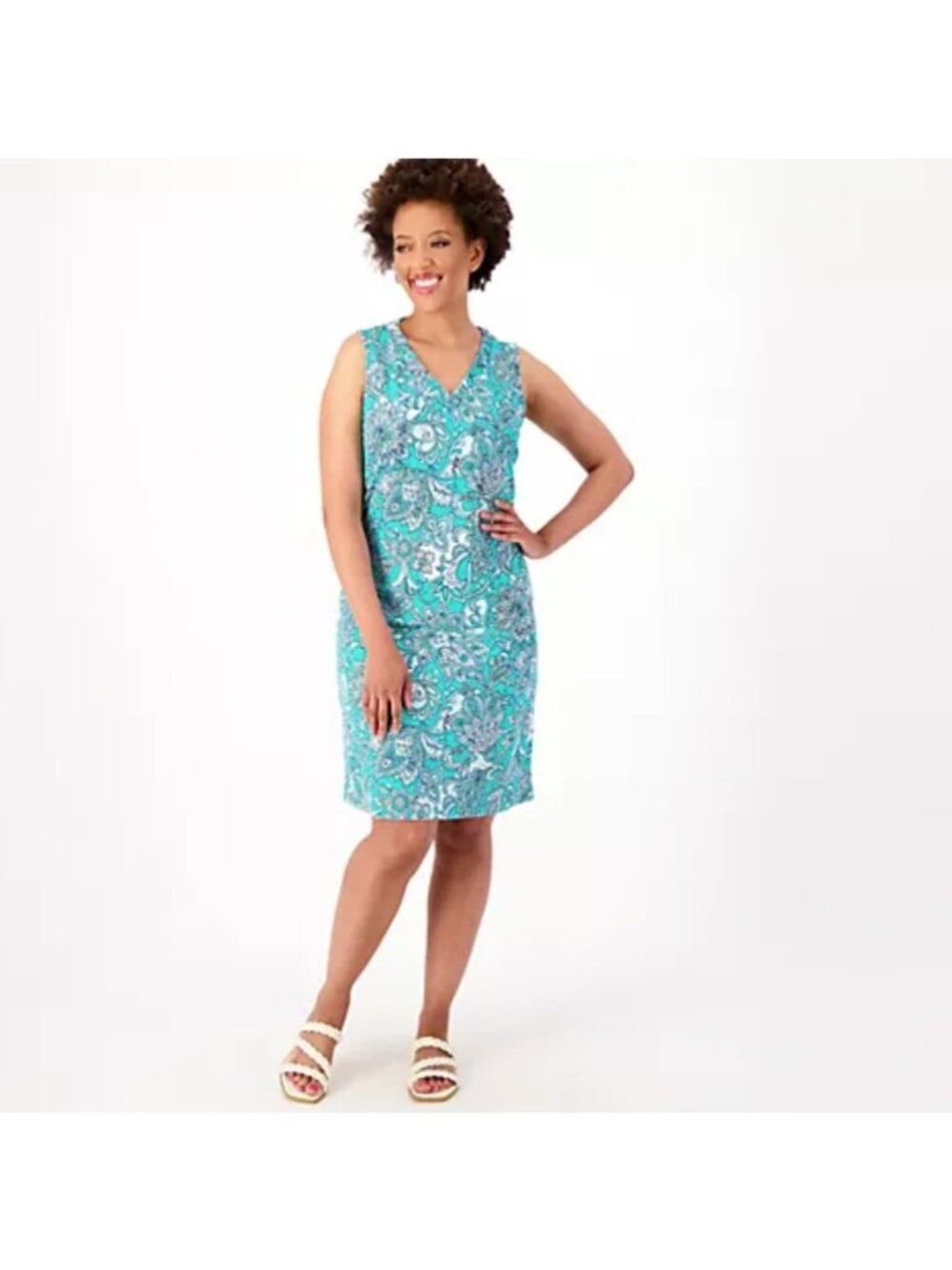 Belle Beach by Kim Gravel Sz 3X Cabana Knit V-Neck Tank Dress NAVY A605539